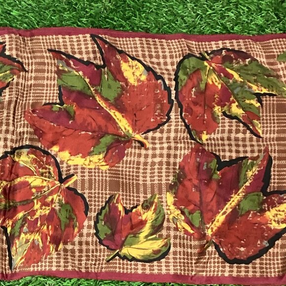 Oscar De La Renta Vintage 100% Silk Fall Autumn Scarf - Picture 7 of 10